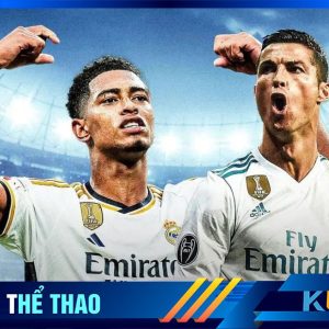 Kubet cập nhật hình ảnh Bellingham (bên trái) Ronaldo (bên phải) trong màu áo CLB Real Madrid