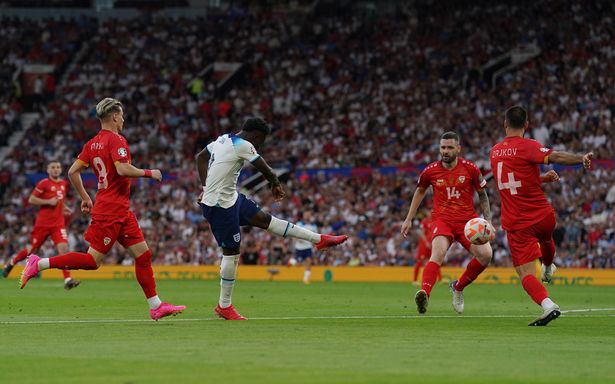 Saka đã lập hat-trick ấn tượng vào lưới Bắc Macedonia vào tháng 6 năm nay (Ảnh Kubet)
